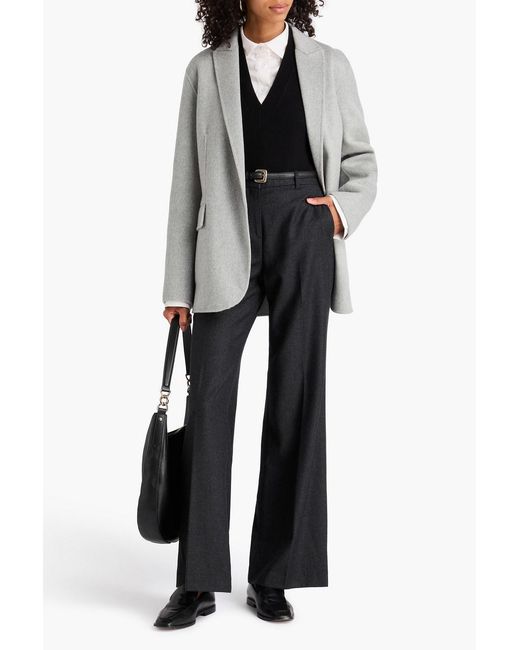 Theory Gray Brushed Wool And Cashmere-blend Felt Blazer