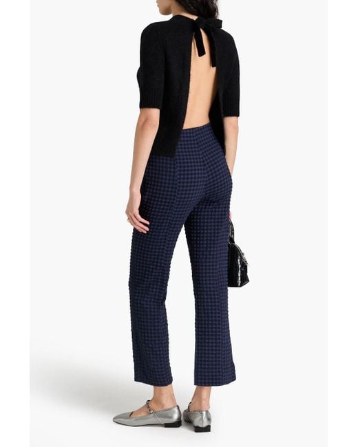 Ganni Blue Seersucker Straight-leg Pants