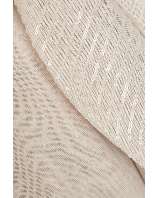Brunello Cucinelli White Sequined Linen-blend Top