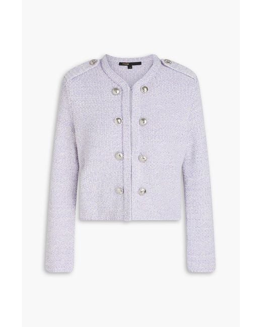 Maje White Sequin-embellished Knitted Jacket