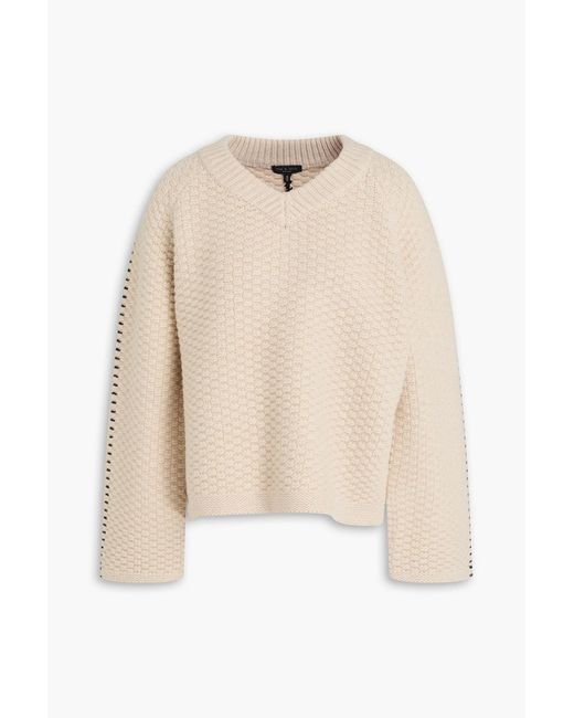 Rag & Bone Natural Norma Waffle-knit Wool Sweater