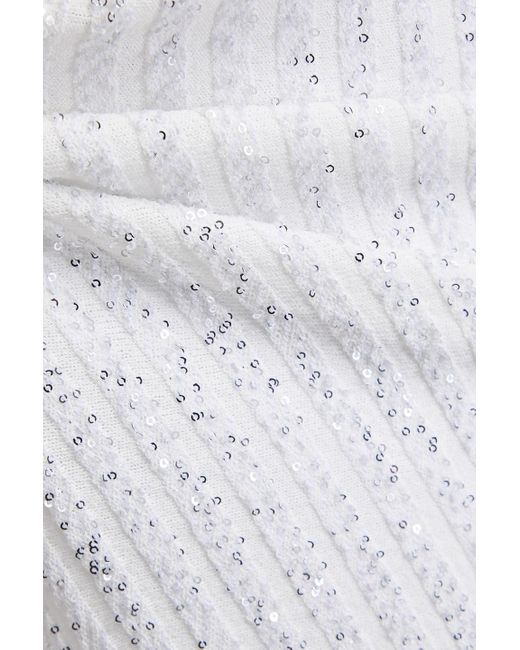 Missoni White Sequined Ribbed Crochet-knit Midi Dress