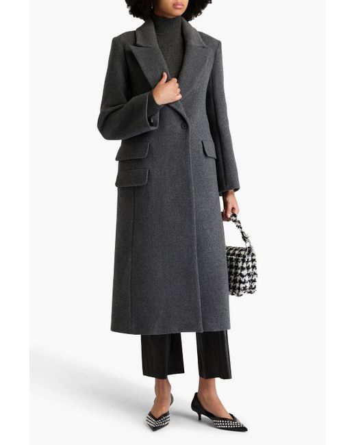 Maje Black Double-breasted Wool-blend Felt Coat
