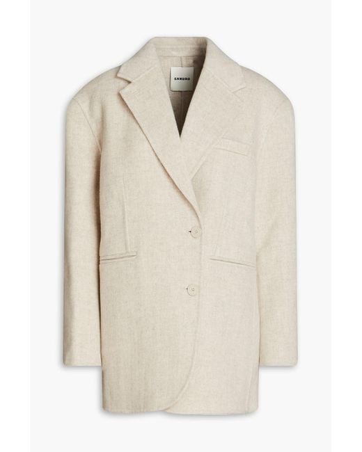 Sandro Natural Wool-blend Felt Blazer