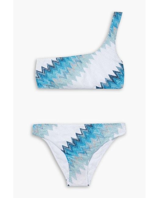 Missoni Blue Metallic Crochet-knit Bikini