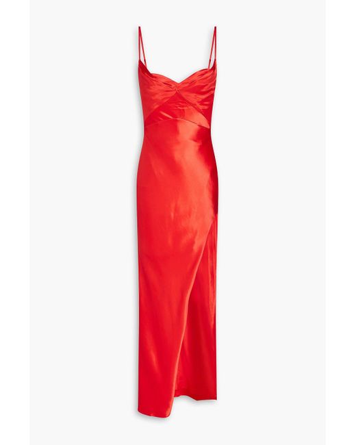 Nicholas Red Slip dress aus satin in maxilänge