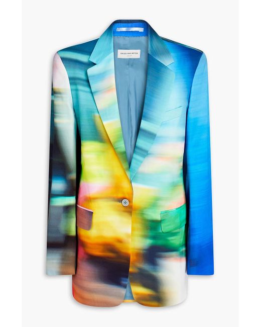 Dries Van Noten Blue Blazer aus satin mit print