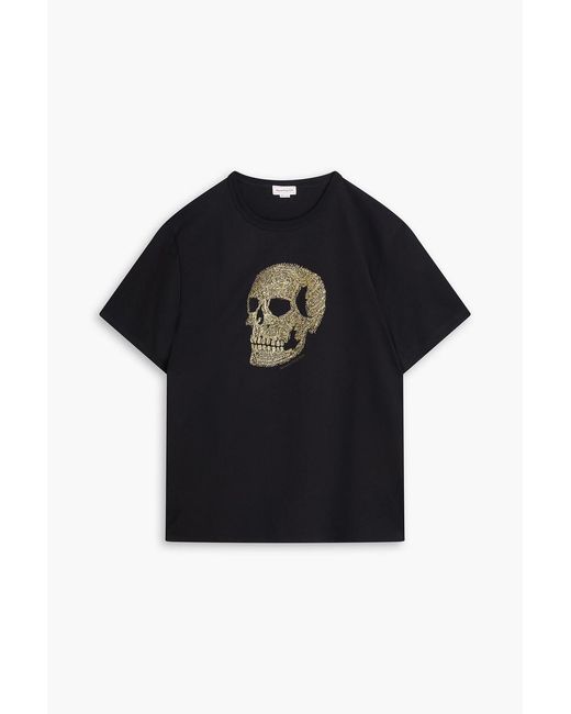 McQueen Blue Printed Cotton-Jersey T-Shirt for men