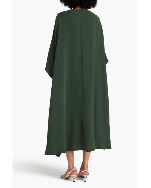 Valentino Garavani Green Cape-effect Silk-crepe Midi Dress