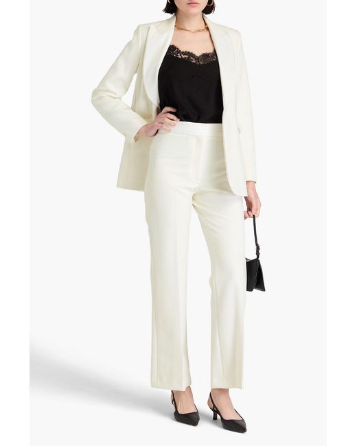 Claudie Pierlot White Satin-Trimmed Crepe Flared Pants