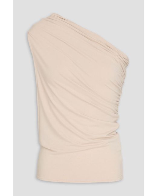 Entire studios Natural One-Shoulder Ruched Jersey Top