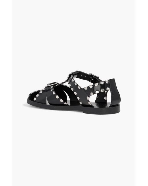 Bally Black Pasely Studded Glossed-Leather Sandals