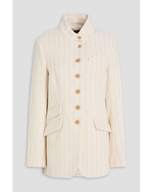 Rag & Bone Natural Slade Long Metallic Pinstriped Cotton-Blend Tweed Blazer
