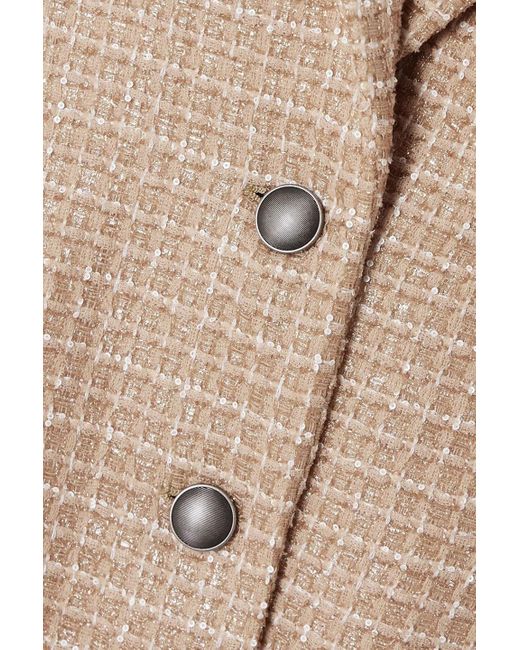 Alessandra Rich Natural Oversized Sequined Checked Bouclé-tweed Blazer
