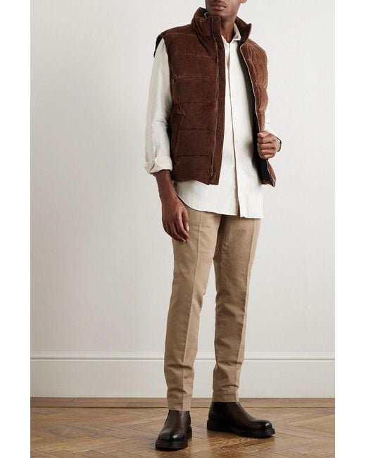 Slowear Natural Venezia 1951 Pleated Stretch-Cotton Pants for men
