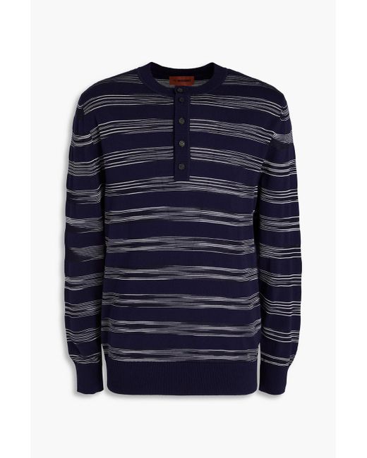 Missoni Blue Space-dyed Cotton-blend Sweater for men