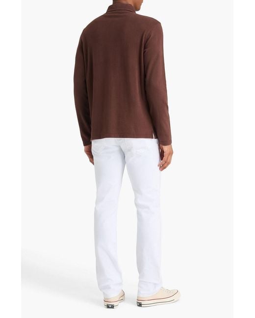 PAIGE Brown Cotton-blend Jersey Polo Shirt for men