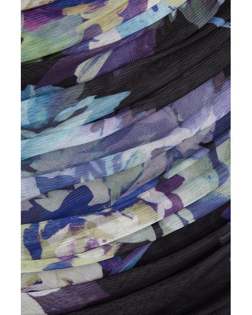 Nicholas Blue Oaklyn schulterfreies maxikleid aus stretch-mesh mit floralem print