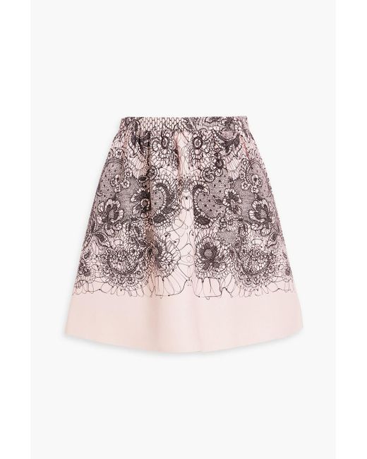 Valentino Garavani Pink Printed Wool And Silk-blend Crepe Mini Skirt