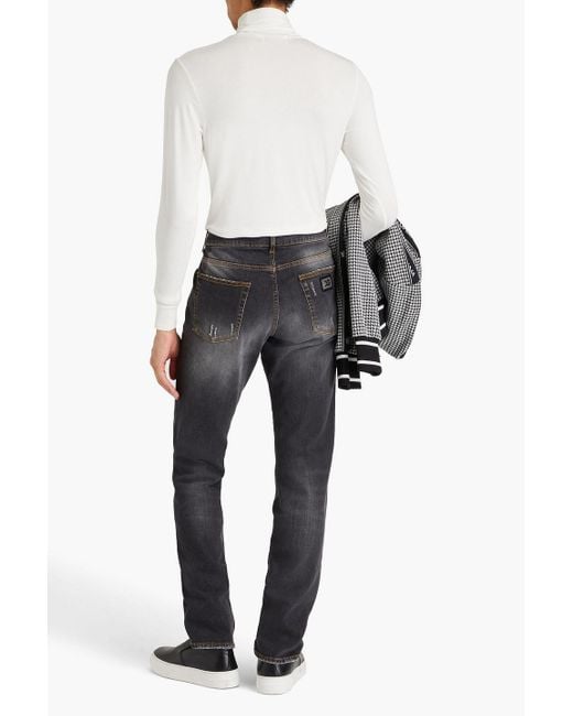 Dolce & Gabbana Black Slim-fit Distressed Denim Jeans for men