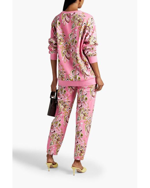 Emilio Pucci Red Printed French Cotton-terry Track Pants