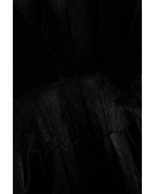 Jonathan Simkhai Black Pleated Crepe-Satin Mini Dress