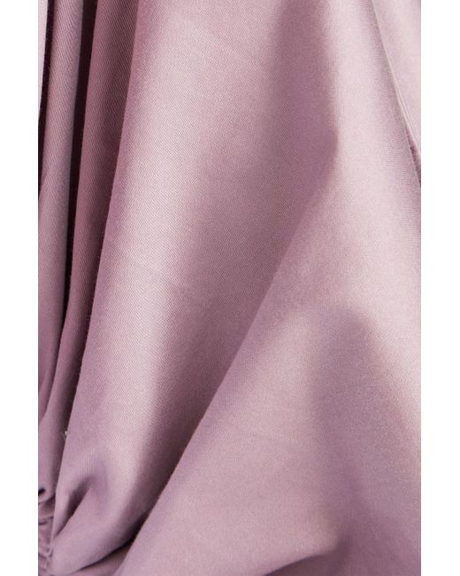 Cult Gaia Purple Adriel Cropped Ruched Cotton-blend Top