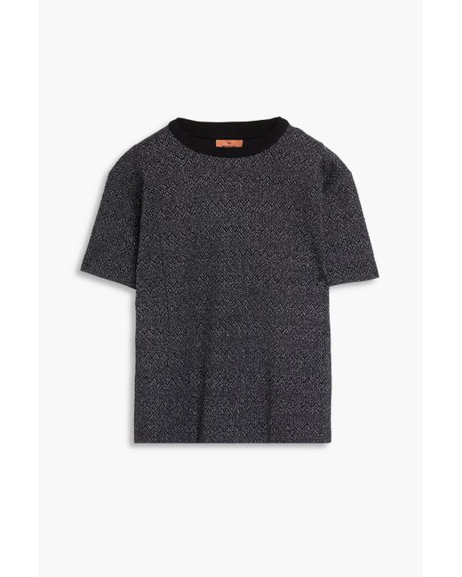 Missoni Black Metallic Jacquard-knit Wool-blend T-shirt for men