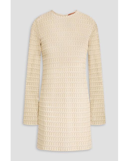 Missoni White Metallic Crochet-Knit Mini Dress