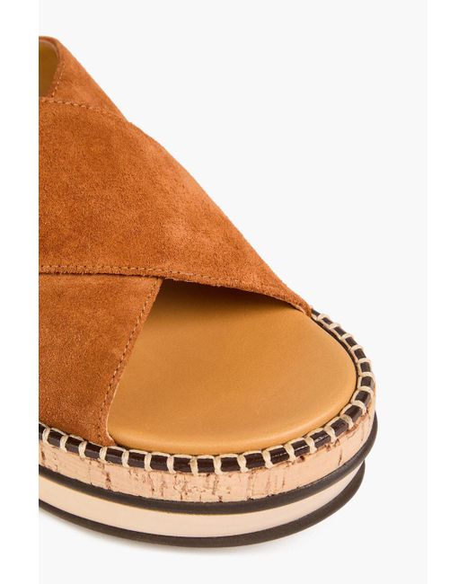 Chloé Brown Lasia Suede Platform Mules