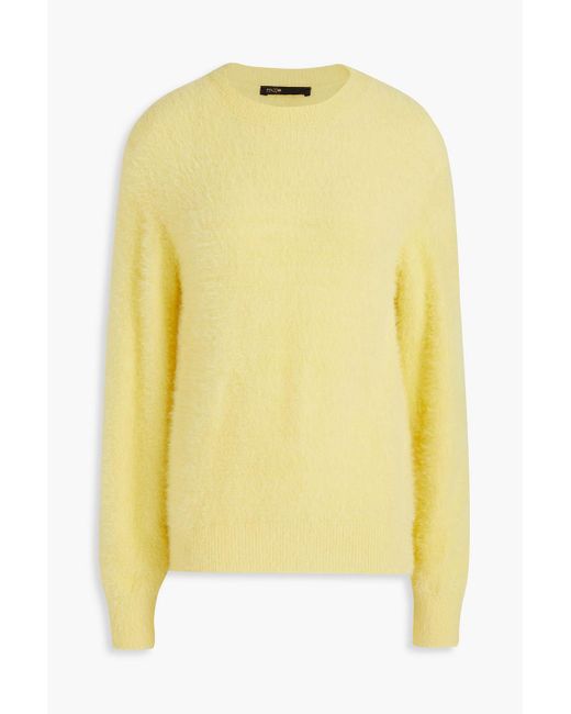 Maje Yellow Velour Sweater
