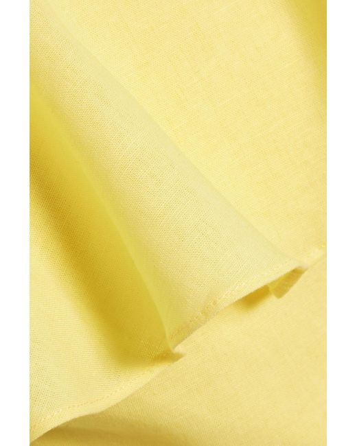 Mikael Aghal Yellow Minikleid aus einer baumwoll-leinenmischung mit rüschen