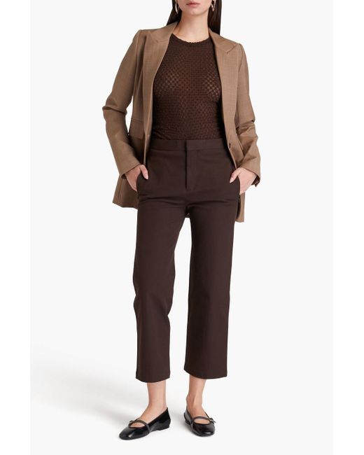 FRAME Black Cropped Stretch-cotton Twill Straight-leg Pants