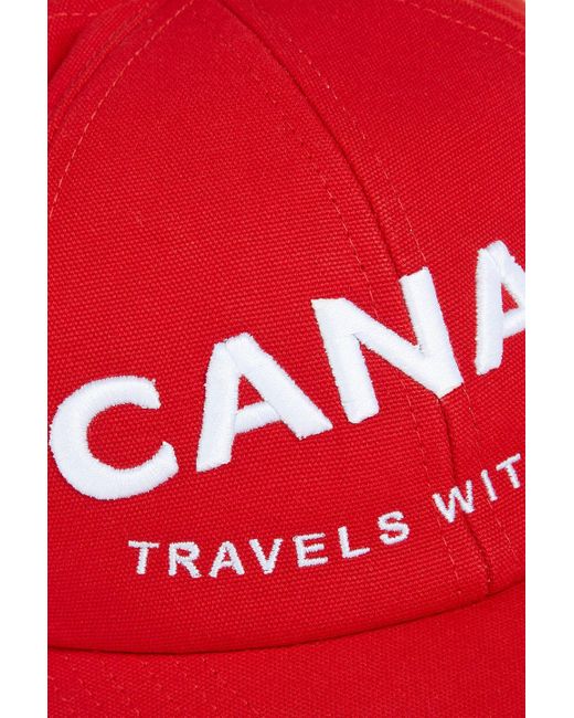Canali Red Embroide Cotton-canvas Baseball Cap for men