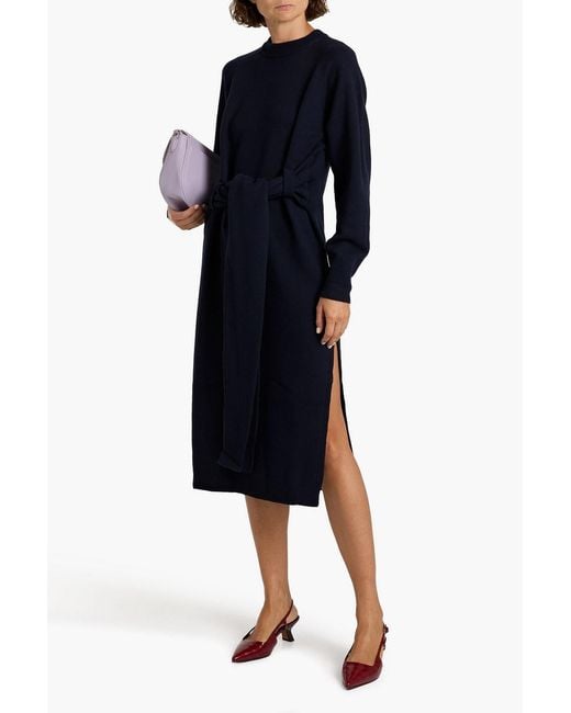 Tibi Blue Blair Wool-blend Midi Dress