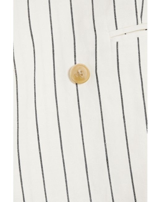 10 Crosby Derek Lam Natural Walter Double-breasted Pinstriped Linen And Cotton-blend Blazer