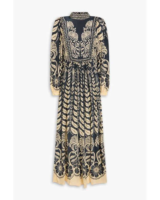 Farm Rio Blue Printed Crepe De Chine Maxi Dress
