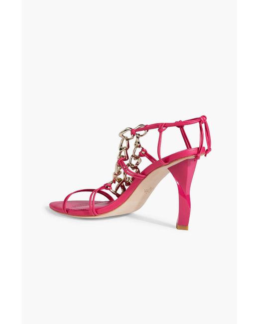 Aje. Pink Astrid Chain-embellished Leather Sandals