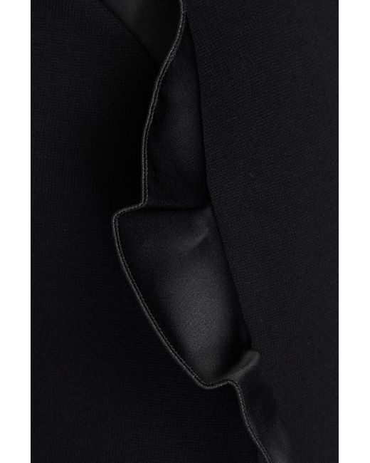 Emporio Armani Black Ruffled Satin-trimmed Knitted Pencil Skirt