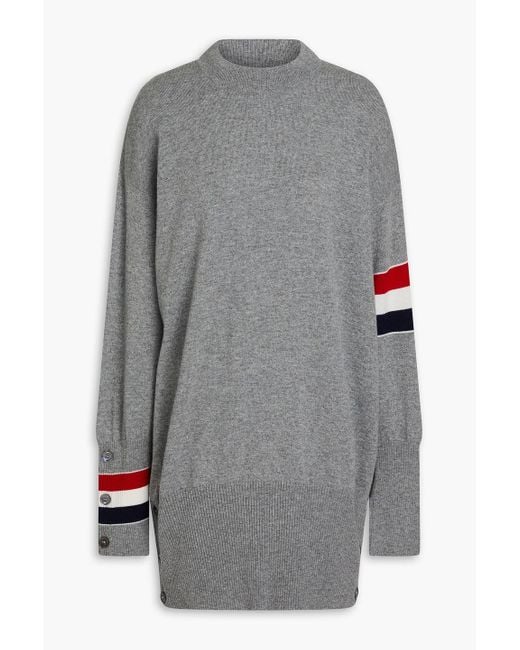 Thom Browne Gray Striped Cashmere Sweater