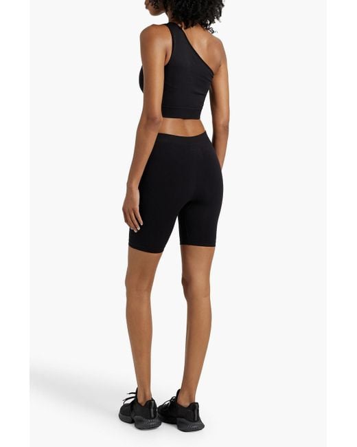 Rick Owens Black Athena One-Shoulder Cropped Stretch-Jersey Top