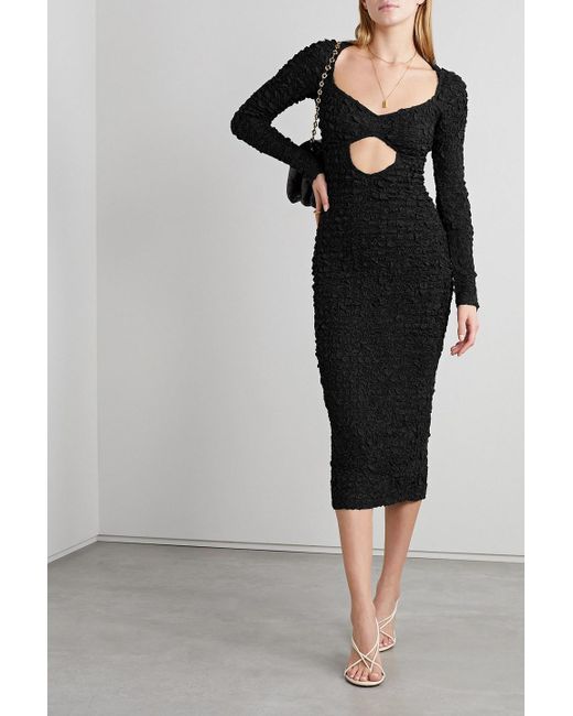 Mara Hoffman Black Dione Cutout Tm Modal Popcorn Jersey Midi Dress