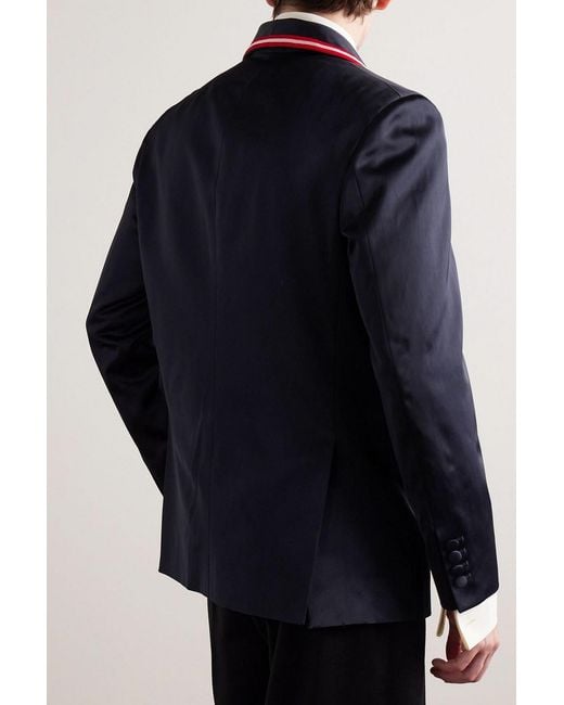 Bode Blue Embroidered Satin Blazer for men