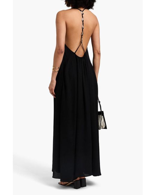 Jonathan Simkhai Black Embellished Crepe Maxi Dress