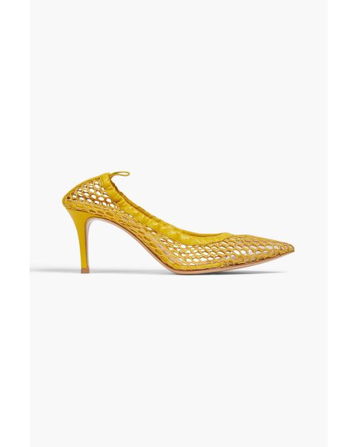 Gianvito Rossi Alisia 70 Mesh Pumps in Yellow Lyst Canada