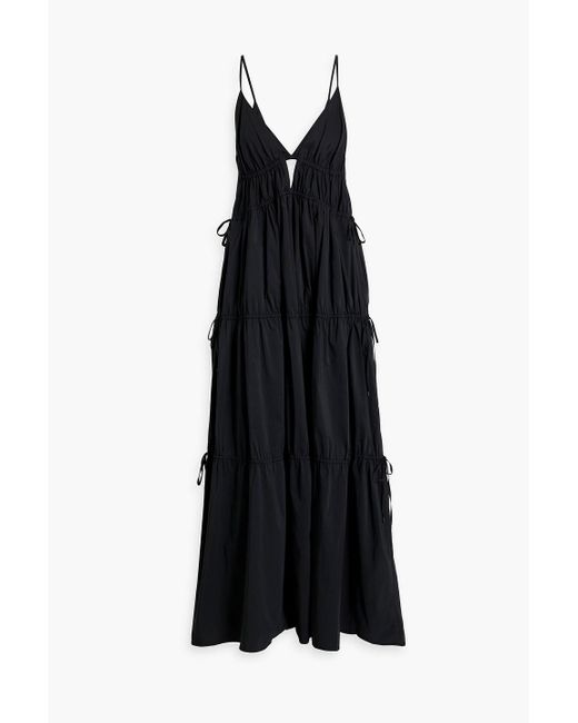 Jonathan Simkhai Black April Tiered Cotton-poplin Maxi Dress
