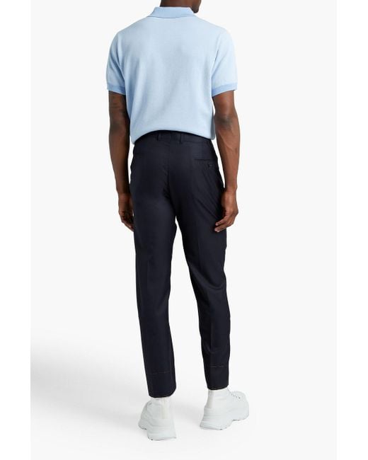 Zegna Blue Wool And Silk-Blend Pants for men