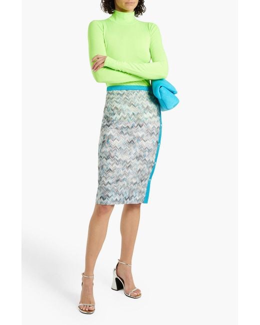 Missoni Blue Crochet-knit Pencil Skirt