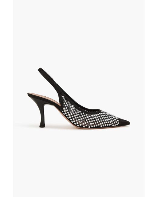 Malone Souliers Black Vesper 70 slingback-pumps aus mesh mit kristallverzierung