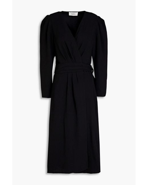 Ba&sh Black Crepe Midi Wrap Dress